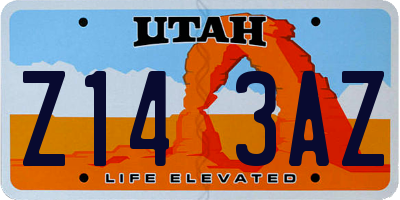 UT license plate Z143AZ