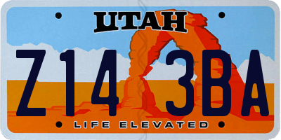 UT license plate Z143BA
