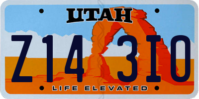 UT license plate Z143IO