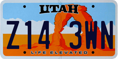 UT license plate Z143WN