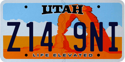 UT license plate Z149NI