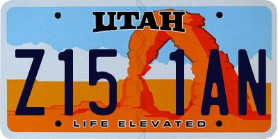 UT license plate Z151AN