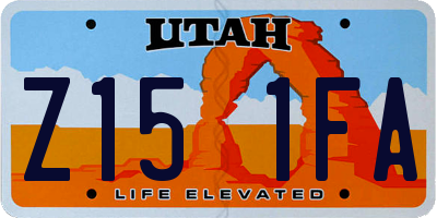 UT license plate Z151FA
