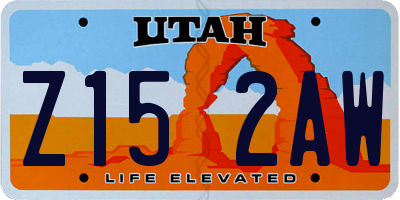 UT license plate Z152AW