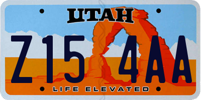 UT license plate Z154AA