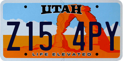 UT license plate Z154PY