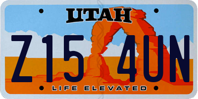 UT license plate Z154UN
