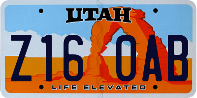UT license plate Z160AB