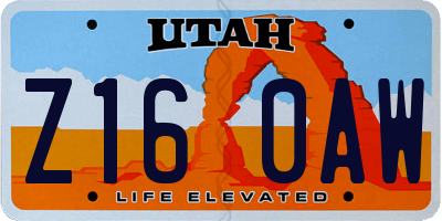 UT license plate Z160AW