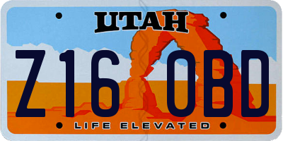 UT license plate Z160BD