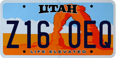 UT license plate Z160EQ
