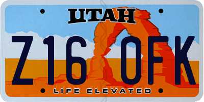 UT license plate Z160FK