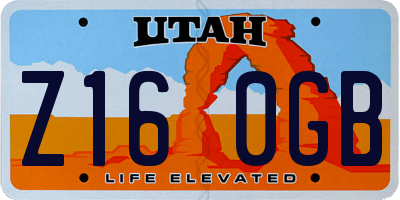 UT license plate Z160GB