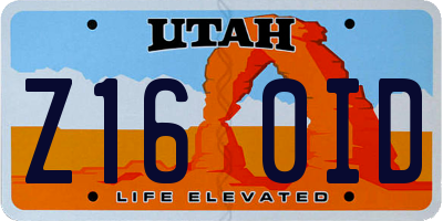 UT license plate Z160ID