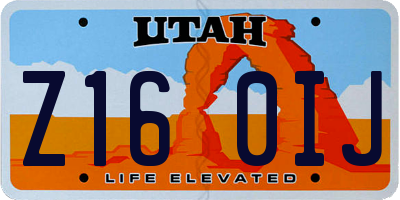 UT license plate Z160IJ