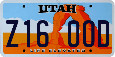 UT license plate Z160OD