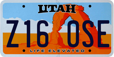 UT license plate Z160SE