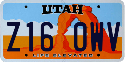 UT license plate Z160WV