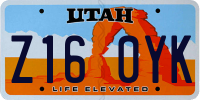 UT license plate Z160YK