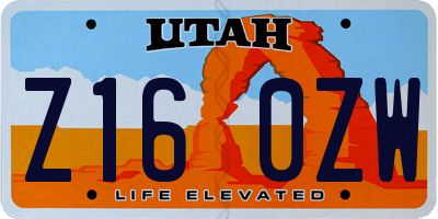 UT license plate Z160ZW
