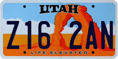 UT license plate Z162AN
