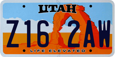 UT license plate Z162AW