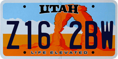 UT license plate Z162BW