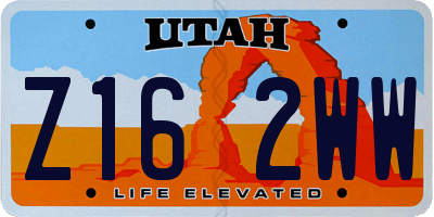 UT license plate Z162WW