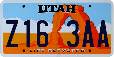 UT license plate Z163AA