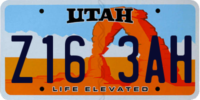 UT license plate Z163AH
