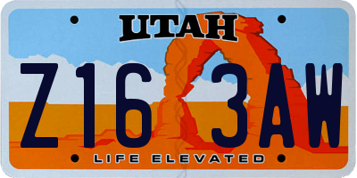 UT license plate Z163AW