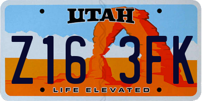UT license plate Z163FK