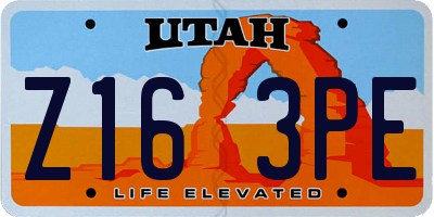 UT license plate Z163PE