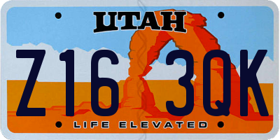 UT license plate Z163QK