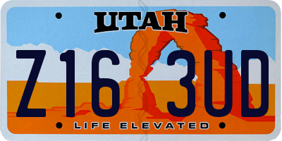 UT license plate Z163UD