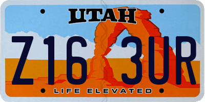 UT license plate Z163UR