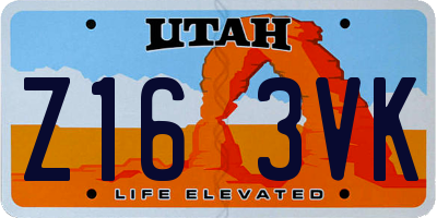 UT license plate Z163VK