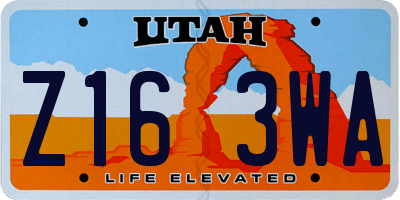 UT license plate Z163WA