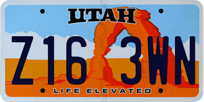 UT license plate Z163WN