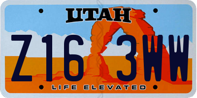 UT license plate Z163WW