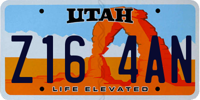 UT license plate Z164AN