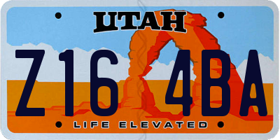 UT license plate Z164BA