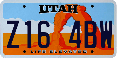 UT license plate Z164BW