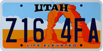 UT license plate Z164FA