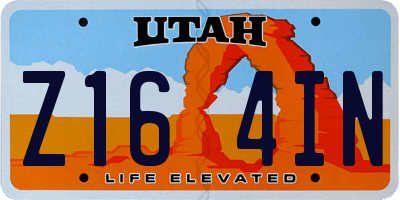 UT license plate Z164IN