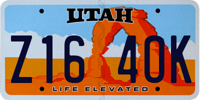 UT license plate Z164OK