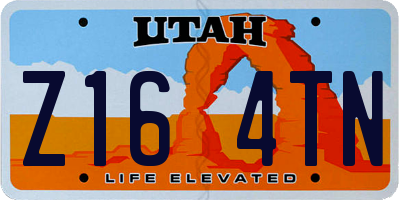 UT license plate Z164TN