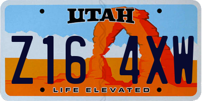 UT license plate Z164XW