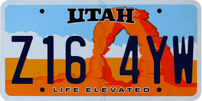 UT license plate Z164YW