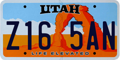 UT license plate Z165AN
